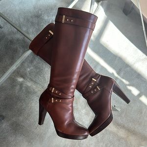 Cole Haan Nike Air, Brown Leather, tall boot, 4in platform heel, 6 1/2 W